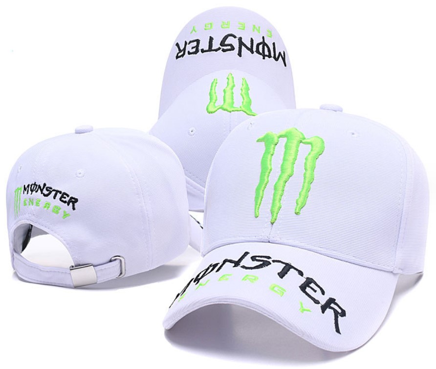 Бейсболка кепка чоловіча білого кольору з логотипом Monster Energy